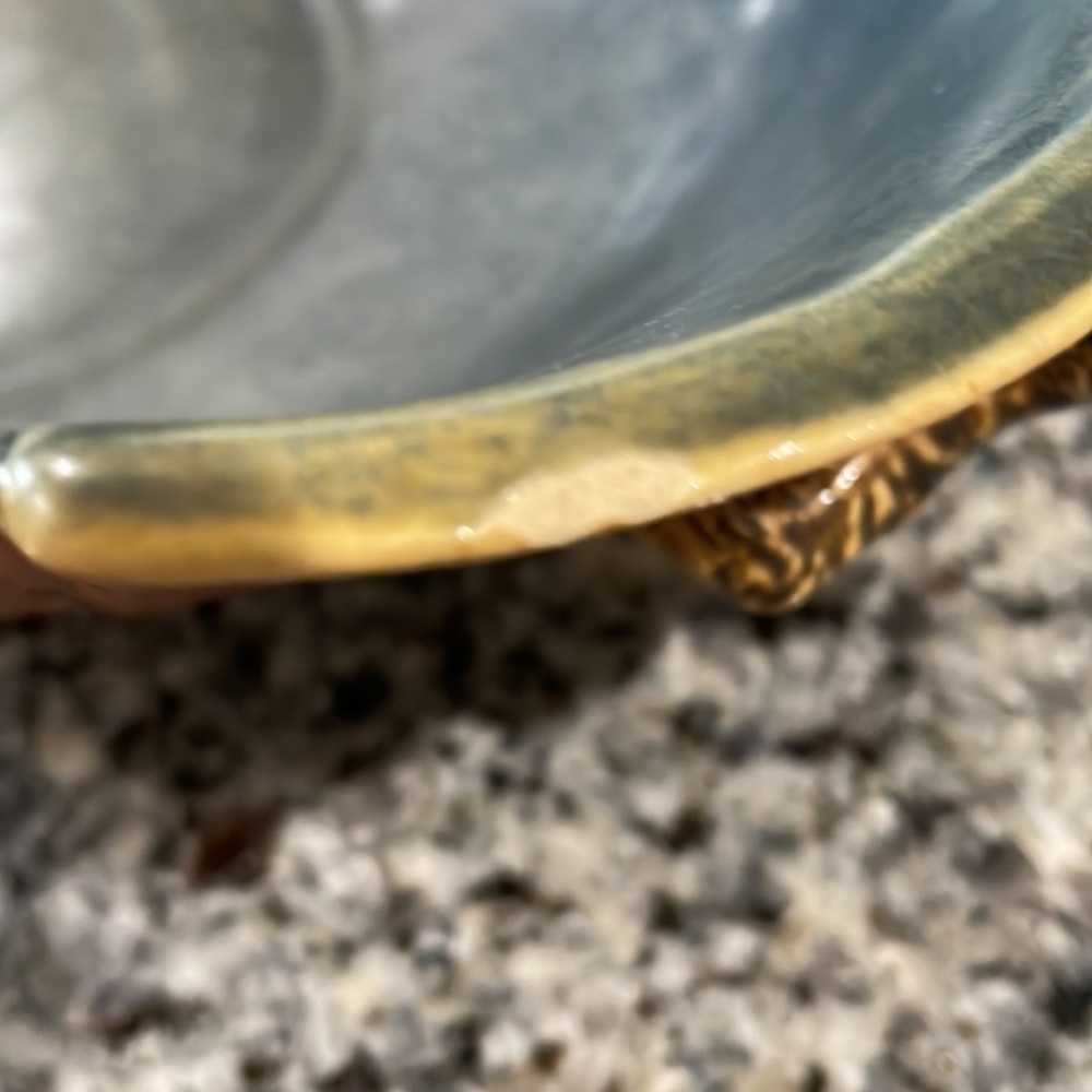 Vintage Roseville Pottery Brown Pine Cone Console Bowl (323-15) - Picture 14 of 16